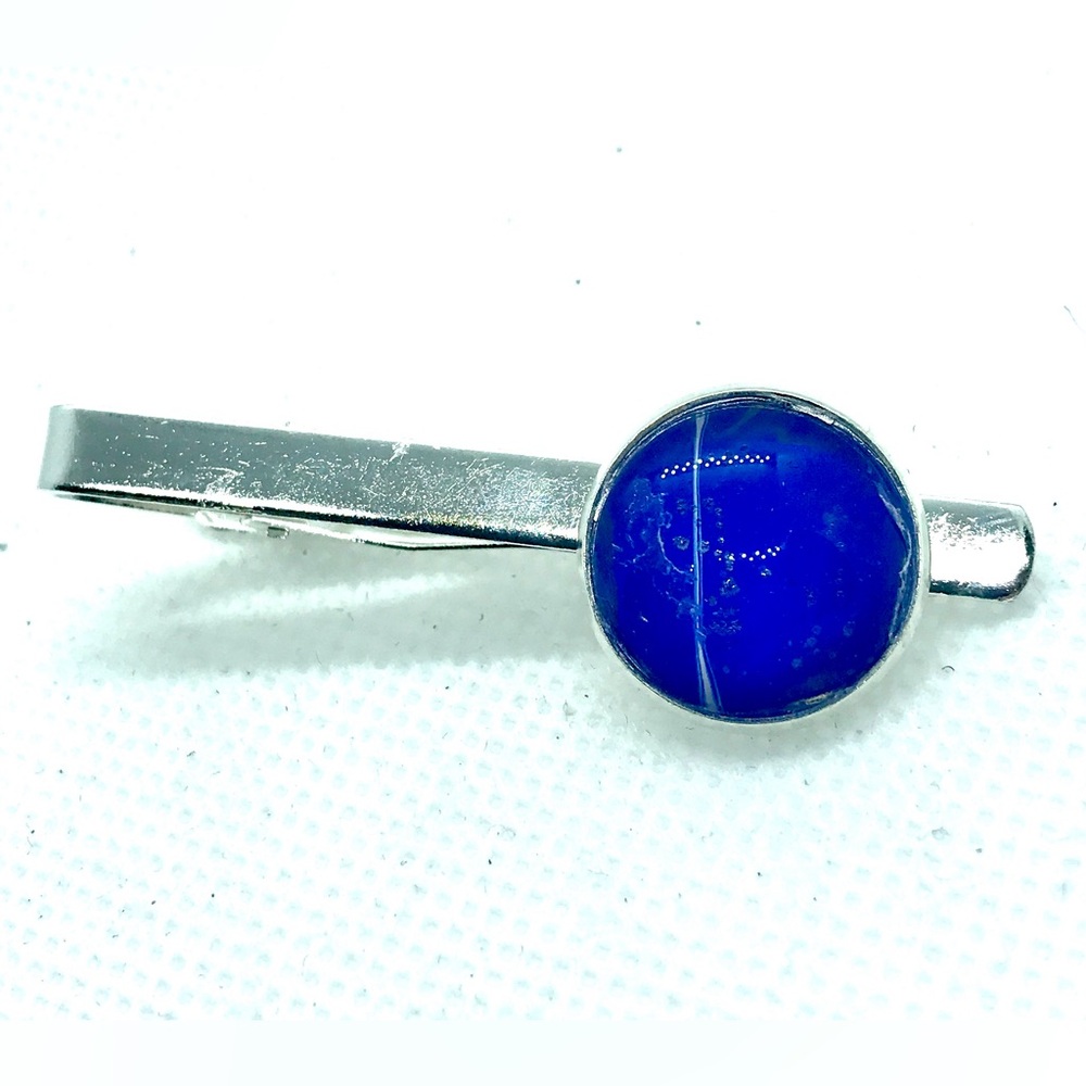 Tie clip pin silver plated 16mm handcrafted dome